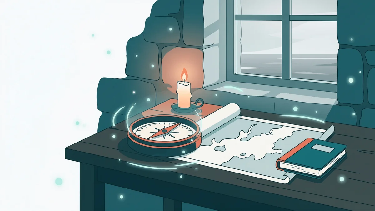 Outils d'apprentissage : compas, carte nautique et carnet sur un bureau de navigateur breton