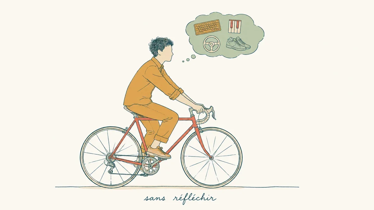 Cycliste silhouette illustrant la memoire procedurale et les automatismes