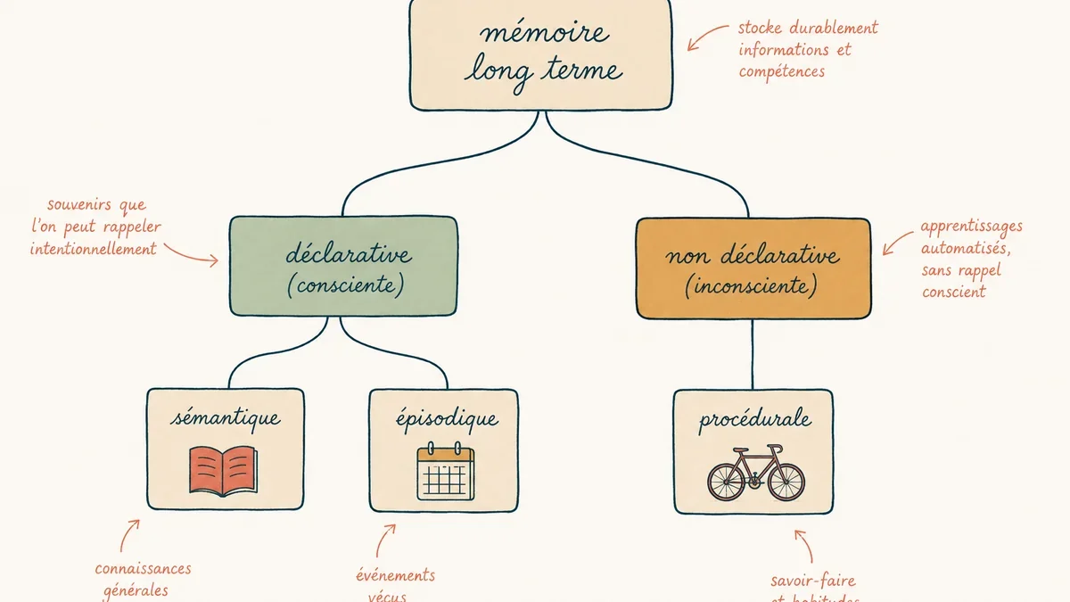 Arbre de classification de la memoire a long terme selon Squire 2004 declarative et non declarative