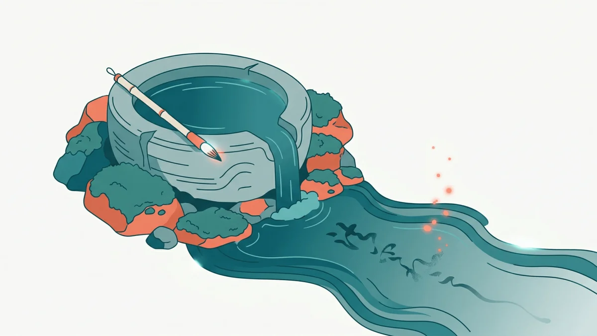 L'oubli en apprentissage : de l'encre de calligraphie se dissout dans l'eau