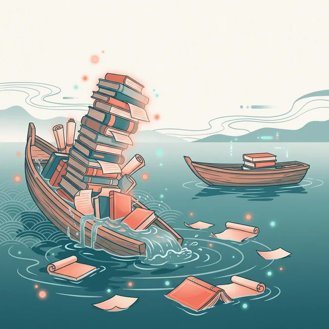 Surcharge cognitive : un bateau surchargé de livres coule tandis qu'un autre flotte